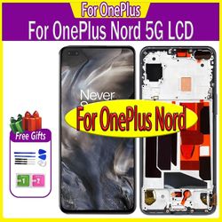 Jiechannel AAA-kvalitet AMOLED LCD for OnePlus Nord 5G-skjerm LCD erstatningspanel for berøringsskjerm Digitizer AC2001 AC2003 skjermmontering TFT ...