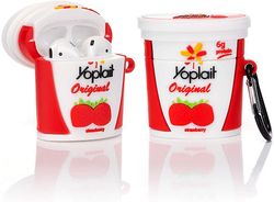 AIR Silikone taske kompatibel egnet til Airpods 123D Juice Drink Series (jordbær yoghurt)