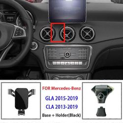 Auton puhelimen pidike ja kiinnike tukevat navigointia GPS Mercedes Benz CLA 2013-2022 GLA 2015-2022 Autotarvikkeet GLA-15-19-musta