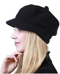 Langytx Kvinders Vinter Varm Cap Slouchy Kabelstrikket Beanie Skull Hat Med Visir Farve 1 ONE SIZE