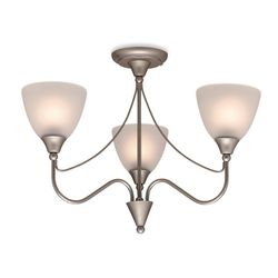Firstlight Lighting Santana 3 Light Flush Multi Arm Loft Light Satin Steel, Opal Glass, E14