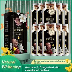 Natural Plant Hair Dye"New_Botanical Bubble Hair Dye 20mlx10 pakkausta shampoon väri Musta ruskea