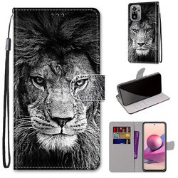 Foxdock Sag for Xiaomi Redmi Note 10 4g / 10s Creative Pattern Tui Magnetisk Card Holder Wallet - Lion