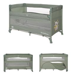 Lorelli Baby matkasänkku Ylös alas, avaaminen, 2 tasoa, kantolaukku, pyörillä Vihreä