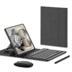 Samsung Galaxy Z Fold 6 -näppäimistölle ja -hiirelle päivitä kannettava magneettinen Bluetooth-näppäimistö nahkakotelolla ja kapasitiivisella kynäl...