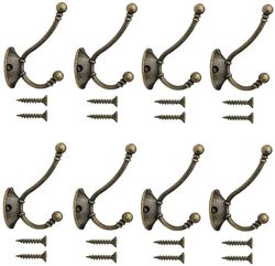 Linkrunning 8 stk større vintage vægmonteret frakkekrog metal hat krog retro krog til knagerække badeværelse køkkenbronze96mm * 60mm * 34mm