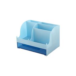 Skrivebordstilbehør Pen holder Desktop Organizer med skuffe, blå farve