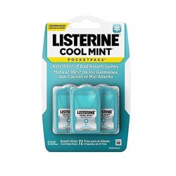 Listerine Cool Mint Pocketpaks Fresh Breath Strips, 24-nauhainen PK, 3 pk