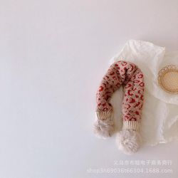 Personlighed Leopard Print Cross Vinter Pels Pære Baby Varm Hagesmæk Sæt Dyb pink