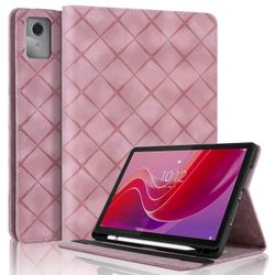 Rombi kohokuvioitu nahkainen älytablettikotelo Lenovo Tab M11 / Xiaoxin Pad 11 2024 -alustalle Vaaleanpunainen