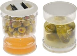 Wabjtam Pickle og Oliven Hourglass Jar, Juice Separator, Pickle og Oliven beholder