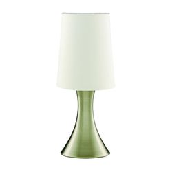 Searchlight Lighting Bord touch lampe antikke messing med stof skygge, E14