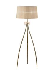 Inspired Lighting Loewe gulvlampe 3 lys E27, Antik messing med blød bronzeskærm