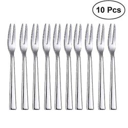 10 stk 304 rustfritt stål Cocktail Dessert Fork Forrett Snack Cake Frukt Gafler Set|gafler