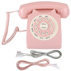 HCSC Vintage telefon high definition opkaldskvalitet kablet telefon til hjemmekontor pink