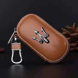 Auton vetoketjullinen avainkotelo auton avaimen suojalaukku Maserati Levante Ghibli GranCabrio Quattroporte GranTurismo Spyder Coupe Sport GT brown