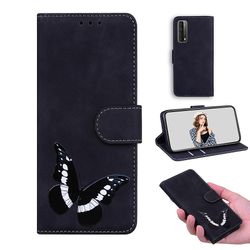 Etui til Huawei P Smart 2021 Butterfly Cover Premium Læder Magnetisk- Pink Sort