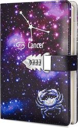 Heytea A5 Creative Password Lock Journal PU Nahka Yhdistelmälukkopäiväkirja Lukituspäiväkirja Muistio (syöpä) 9.5 x 7.1 x 1.8 inches