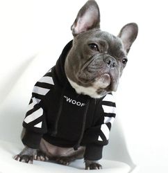 Bulldog-vaatteet Lemmikkivaatteet Lämpimät urheilukoiran vaatteet Koiran huppari Musta M