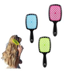 HOH Detangling Hair Brush, 2023 Ny Detangling Hair Brush til krøllet hår Vådt og tørt hår fjerner nemt sammenfiltring Blå-grøn-rosa rød