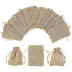 24 kpl musliinipussit luonnolliset säkkikangaspussit - uudelleenkäytettävät säkkikangaslahjapussit kiristysnauhakoruilla Säkkikangassäkki keskikoko...