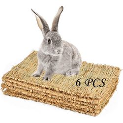 6-pakkaus kanin ruohomatot - deluxe pupun olkikudotut sängyt, täydelliset heinäpesät pienille eläimille, pehmeä ja ympäristöystävällinen makuualust...