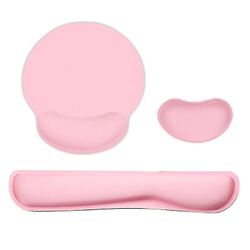 Jying 3 stk-sæt Memory Foam Keyboard Håndled Resten Mouse Pad Mouse Wrist Hvile Support Set Pink