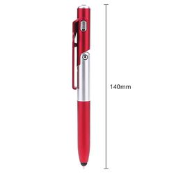 3pcs 4 I 1 Multifunktionel Folding Ballpoint Pen Led Light Mobiltelefon Stand Holder Pen, Rød Farve
