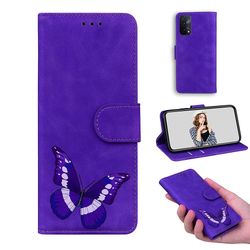 Etui til Oppo A93 5g / A93s 5g Butterfly Cover Premium Læder Magnetisk- Pink Lilla