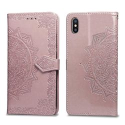 Etui til Iphone Xs Max Cover Læder Tegnebog Cover Prægning Mandala Magnetisk Flip Protection Stødsikker - Rose Gold