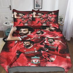 Kerota Salah pussilakana, D-printti, Football Star vuodevaatteet pussilakana vetoketjulla ja tyynyliinat Double Single135x200cm