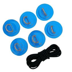 6pcs D-ring Pad Patch &Elastisk Bungee Rope For Kajakk Kano Oppblåsbart Surfebrett Marine Båt Surfebrett Padlebrett - Grå Blå