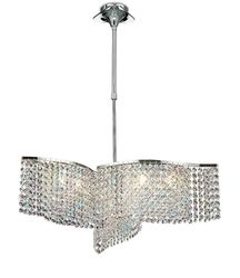 Inspired Lighting Fabio Loft Vedhæng Semi-Flush Cabriolet 3 Arm 6 Lys poleret Krom, Crystal