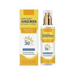 Hiusten ja päänahan aurinkosuoja mineraalisuihke SPF 30, rasvaton UV-suoja hiuksille ja päänahalle, estää värin haalistumista ja kuivumista
