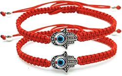 Unisex Handgjorda flätade rep Lucky Red String Armband Hamsa Evil Eye Charm Armband för kvinnor Fredliga justerbara par armband