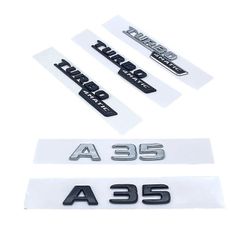 Scitoo 3D ABS svart sølv bokstaver A35 Turbo 4matic emblem for Mercedes Benz AMG Car Fender bagasjerommet bak W176 W177 logo klistremerke glanset s...