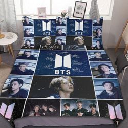 Kpop BTS -sängyn pussilakana mikrokuituliinavaatteet 3D-tulostetut kevyet 3-osaiset peittosarjat, 1 pussilakana ja 2 tyynytyynyä lapsille Pojat Tyt...