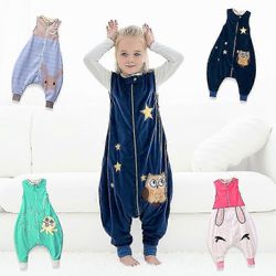 Lasten makuupussi jaloilla lämmin pyjama, tyttö poika makuupussi sininen M