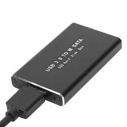 mSATA USB 3.0 SSD -kotelo Ulkoinen kiintolevy Levykotelon säilytyskotelon sovitin 30 * 50mm 30 * 30mm mSATA SSD Musta
