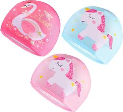 Ersam 3PCS lasten uimalakit, unisex uimahattu vedenpitävät uimalakit lapsille 6-14