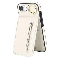 iPhone 16e Kotelo Vetoketju RFID Blocking Retro Nahka + TPU Puhelimen Kuori Jalustalla - Valkoinen Monivärinen White