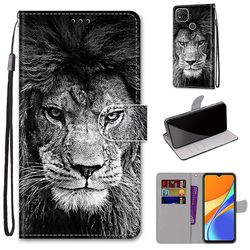 Foxdock Sag for Xiaomi Redmi 9c Creative Pattern Tui magnetisk kortholder tegnebog - Lion