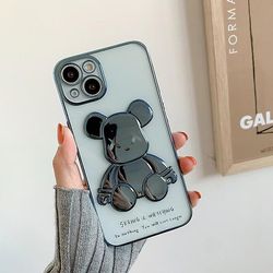 Tegneserie Bjørn Mønster elektroplating Soft Tpu tegneserie gennemsigtig mobiltelefon sag 4 iPhone13proMax