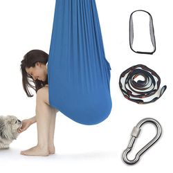 2022 Nytt antenne yoga swing sett og hengekøye kit for fleksibilitet og smertelindring Lys blå 100*280CM