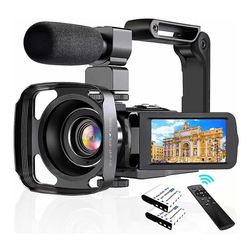 Videokamera videokamera hd 4k 56mp digital wifi kamera med mikrofon 2.4g fjernbetjening touch screen håndholdt stabilisator Sort