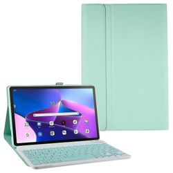 Lenovo Tab M10 Plus (sukupolvi 3) Pu nahkainen iskunkestävä tablet-kotelo Stand Anti-scratch Cover Bluetooth-näppäimistöllä Minttu kokematon