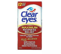 Clear Eyes Kirkkaat silmät, maksimaalinen punoituksen lievittäminen, punoitusta ehkäisevä silmänympärysvoitelu/-tipat, 15 ml