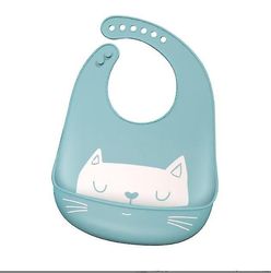 Zhuopai Silikone Baby Bib Justerbar Fit vandtæt hagesmække Blå