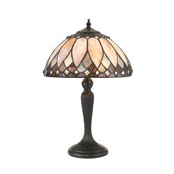 Interiors 1900 Lighting Interiør Brooklyn - 2 lys lille bordlampe Mørk bronze, Tiffany Glas, E14