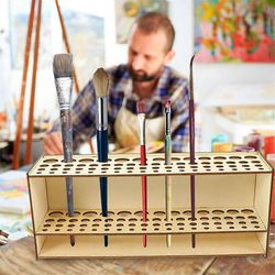 Sivellinteline Puinen maalaussivellinteline Työpöydän järjestäjähylly Meikkisivellinhylly Maalaustarvikkeet